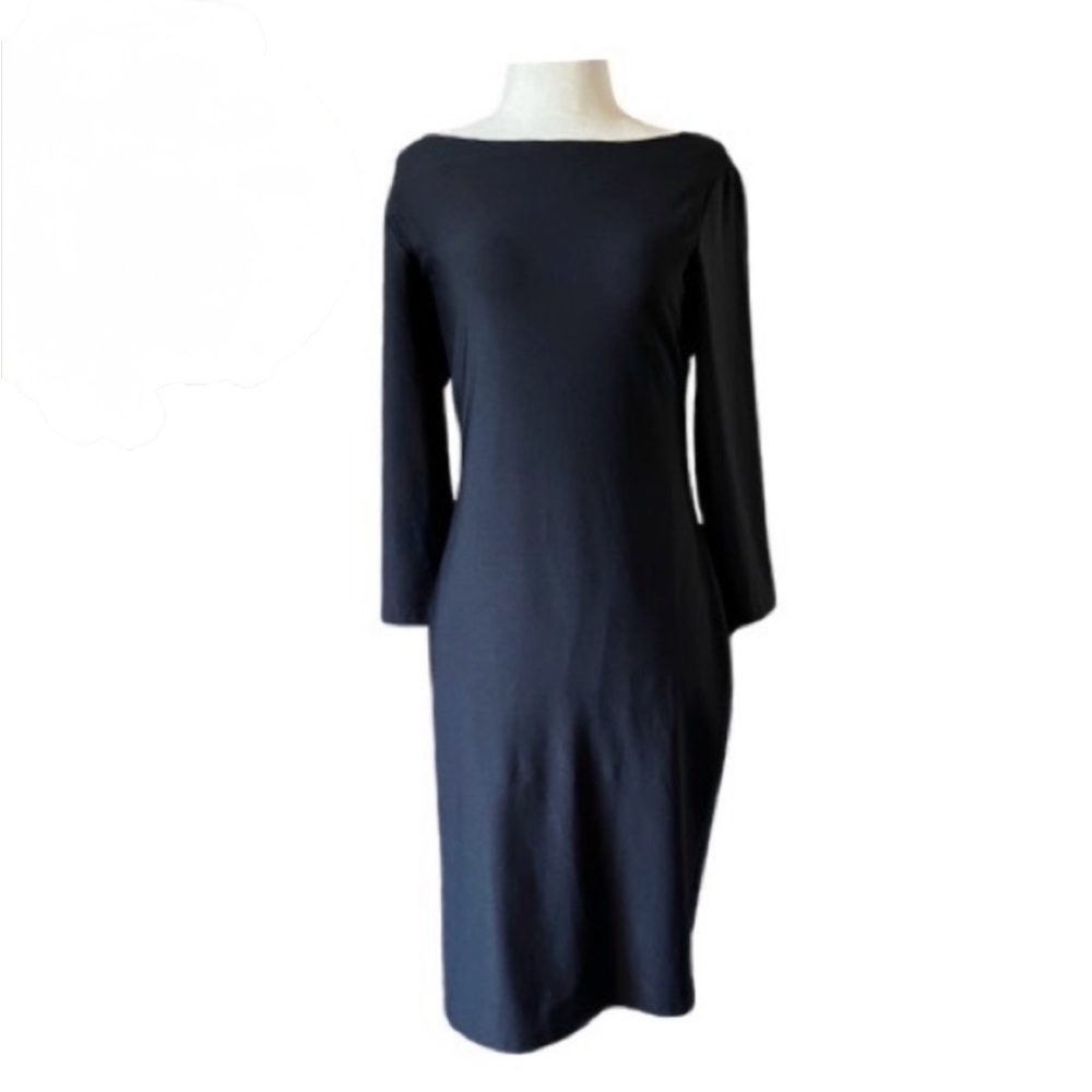 Spanx Black 3/4 Sleeve Boatneck Dress